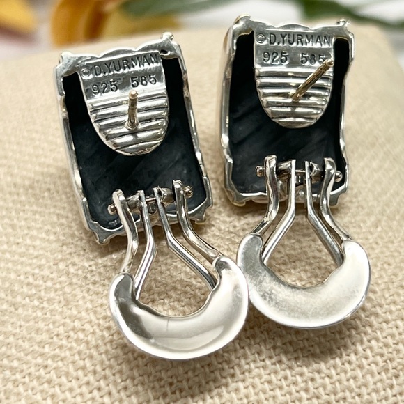 David Yurman Cigar Band Earrings 925/14K Gold - Picture 7 of 9